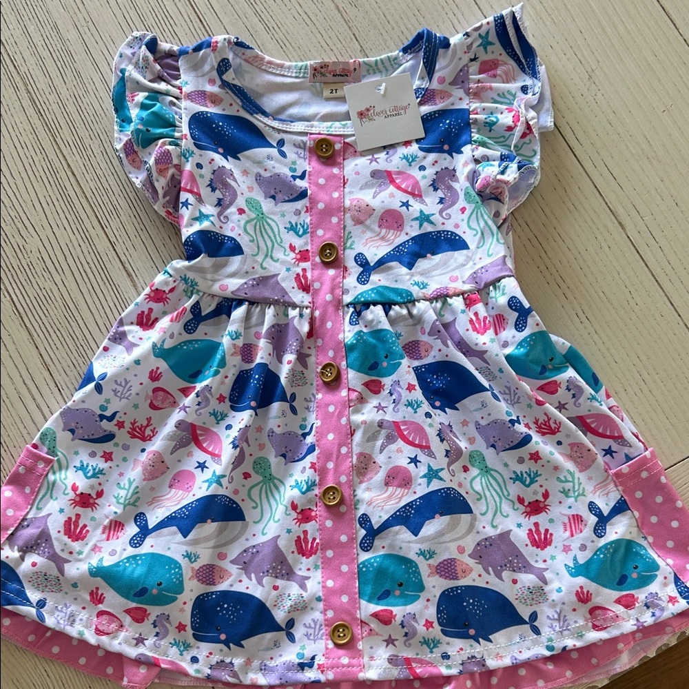 Colorful Sea Clover cottage 2T dress NWT bamboo
